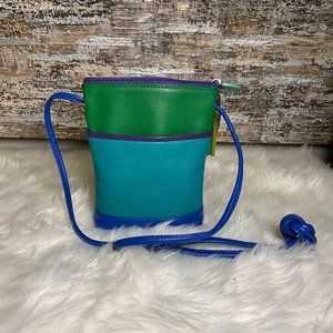 ili New York Womens Multicolor Colorblock Tassel Genuine Leather Crossbody Bag